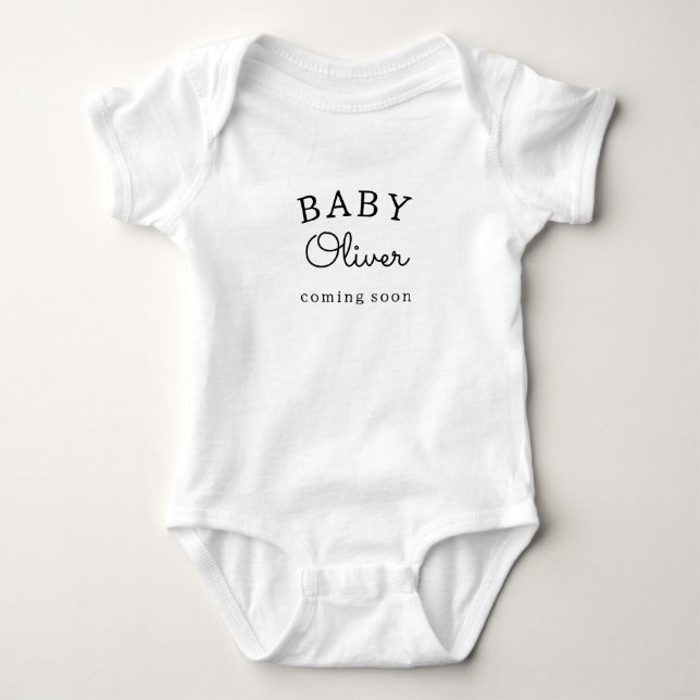 Personalized Announcement Baby Name Coming Soon Baby Bodysuit (Front)