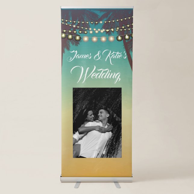 Personalized Announcement Banner Beach Sunset Palm (Front)