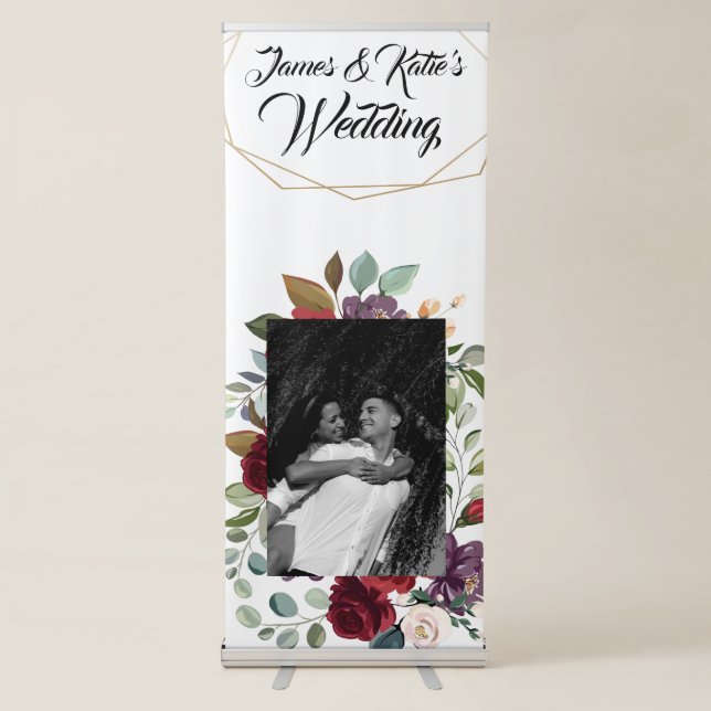 Personalized Announcement Banner White Roses Gold (Front)