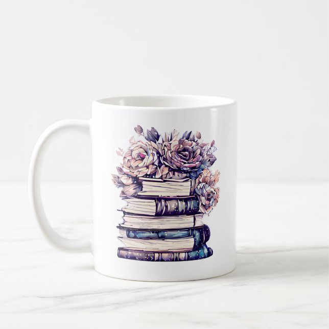 Personalized Antique Books and Roses   Coffee Mug (Left)