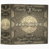 Personalized Antique Family Recipe Cookbook 3 Ring Binder