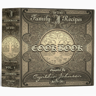 Personalized Antique Family Recipe Cookbook 3 Ring Binder