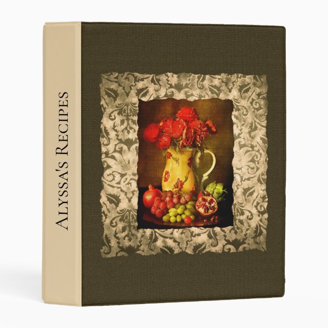 Personalized Antique Fruit Flower Mini Binder (Front/Spine)