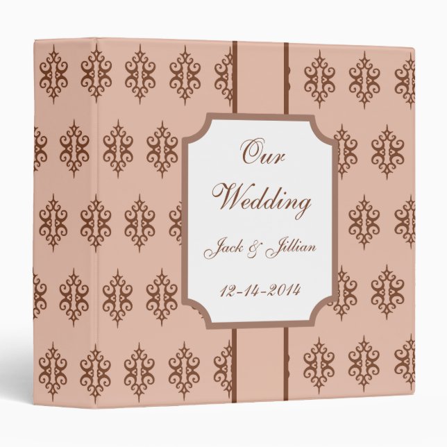 Personalized Antique Pink Wedding Scrapbook Binder (Front/Spine)