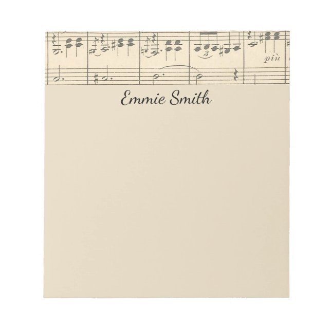 Personalized Antique Sheet Music Notepad (Front)