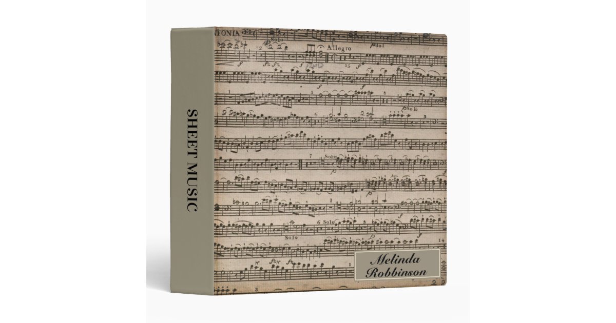 Personalized Antique Vintage Sheet Music 3 Ring Binder Zazzle