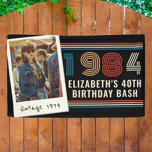 Personalized Any Age Vintage Custom Photo Birthday Banner