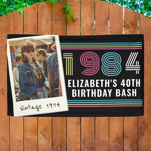 Personalized Any Age Vintage Custom Photo Birthday Banner