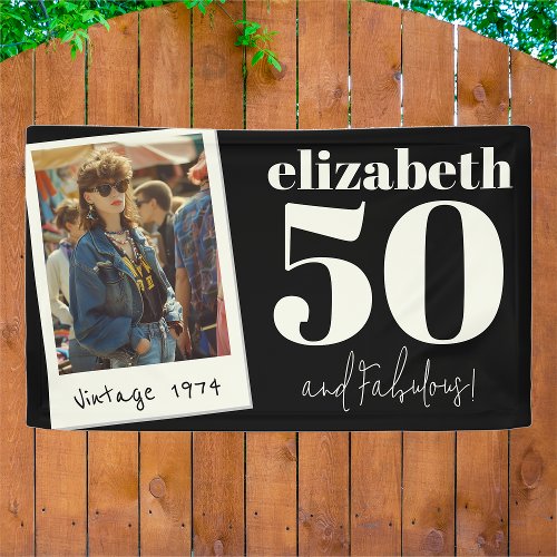 Personalized Any Age Vintage Custom Photo Birthday Banner