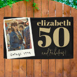 Personalized Any Age Vintage Custom Photo Birthday Banner<br><div class="desc">Elevate your birthday celebration with our Personalized Any Age Vintage Custom Photo Birthday Banner, the perfect addition to your vintage birthday party! Featuring simple modern script and stylish retro typography in a classic gold hue, this banner adds a touch of elegance to any outdoor birthday party. Crafted with attention to...</div>