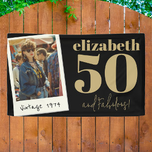 Personalized Any Age Vintage Custom Photo Birthday Banner