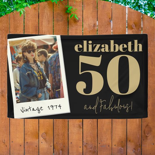 Personalized Any Age Vintage Custom Photo Birthday Banner