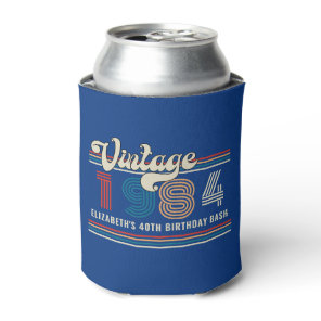 Personalized Any Age Vintage Custom Photo Birthday Can Cooler