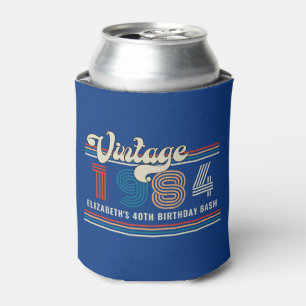 Personalized Any Age Vintage Custom Photo Birthday Can Cooler