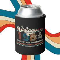 Personalized Any Age Vintage Custom Photo Birthday Can Cooler