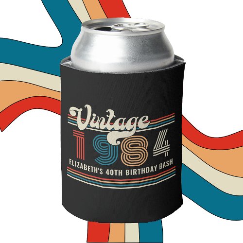 Personalized Any Age Vintage Custom Photo Birthday Can Cooler