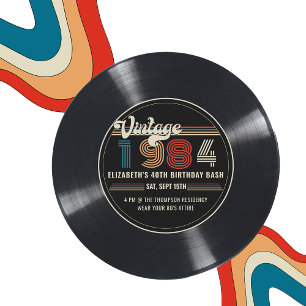 Personalized Any Age Vintage Custom Photo Birthday Invitation