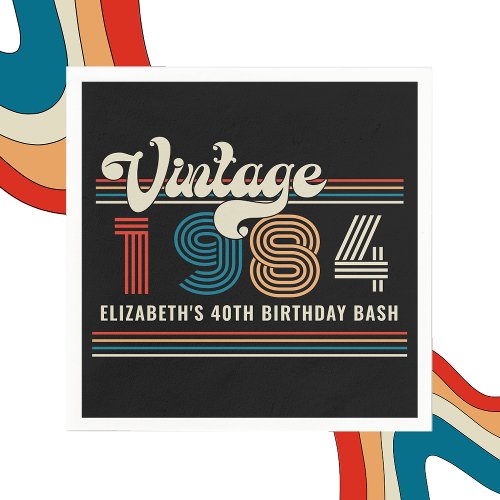Personalized Any Age Vintage Custom Photo Birthday Napkins