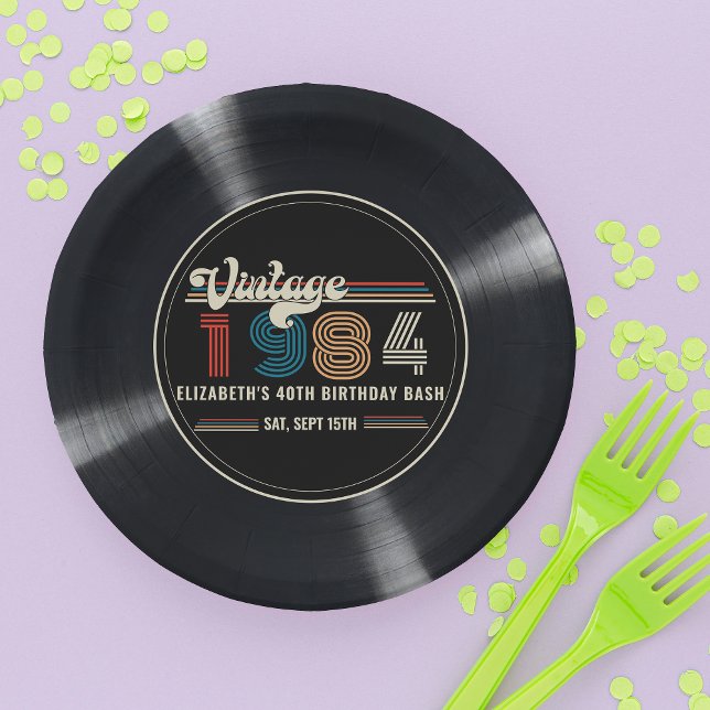 Personalized Any Age Vintage Custom Photo Birthday Paper Plates (Creator Uploaded)