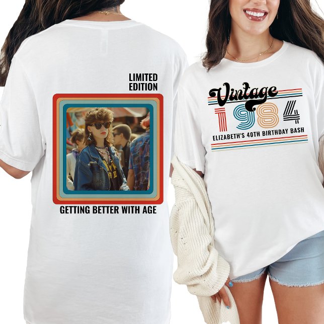 Personalized Any Age Vintage Custom Photo Birthday T-Shirt (Creator Uploaded)