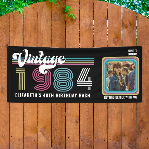 Personalized Any Age Vintage Photo Birthday Cool Banner