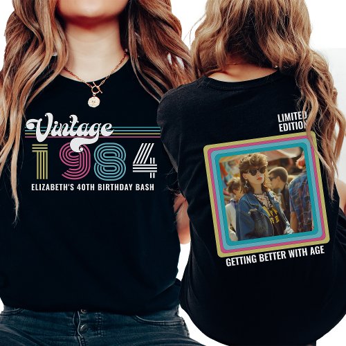 Personalized Any Age Vintage Photo Birthday Cool T_Shirt