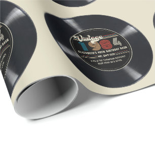 Personalized Any Age Vintage Rock N' Roll Birthday Wrapping Paper