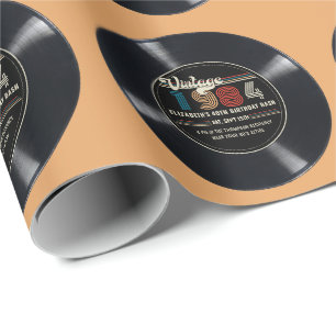Personalized Any Age Vintage Rock N' Roll Birthday Wrapping Paper