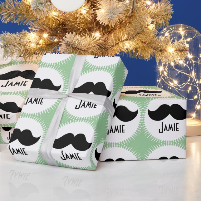 Personalized Any Color Moustache Wrapping Paper (Holidays)