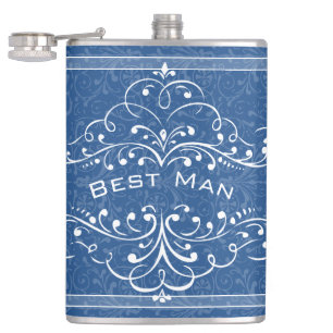 Personalized Any Color Vintage Flourish Best Man Flask