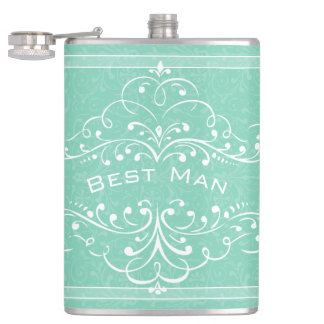Personalized Any Color Vintage Flourish Best Man Flask
