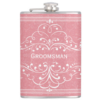 Personalized Any Color Vintage Flourish Groomsman Flask