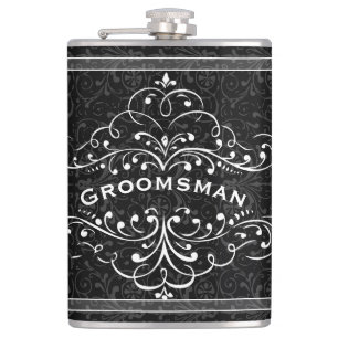 Personalized Any Color Vintage Flourish Groomsman Hip Flask