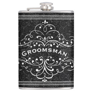 Personalized Any Color Vintage Flourish Groomsman Hip Flask