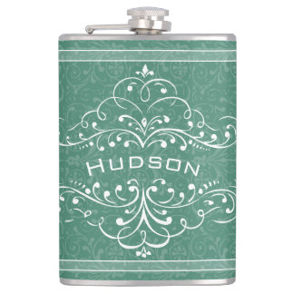 Personalized Any Color Vintage Flourish Hip Flask