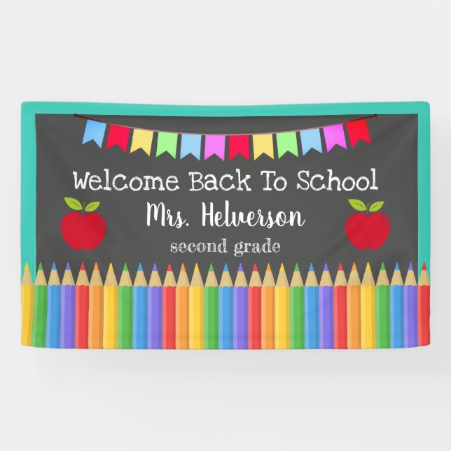Personalized any grade welcome back to school banner (Horizontal)