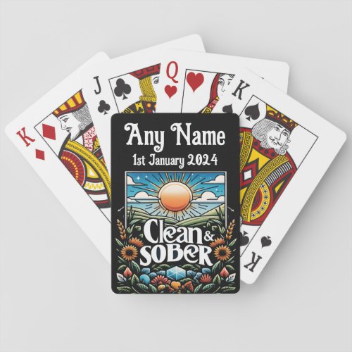 Personalized Any Name Clean and Sober Date Gift Playing Cards
