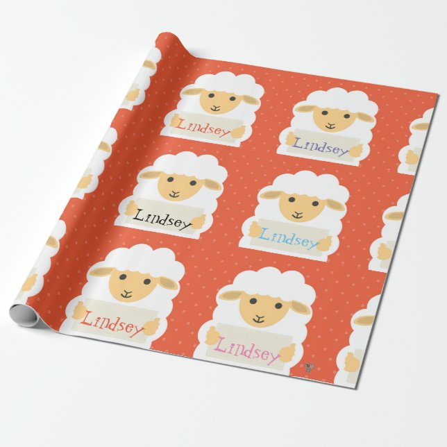 Personalized Any Name Little Lamb Wrapping Paper (Unrolled)