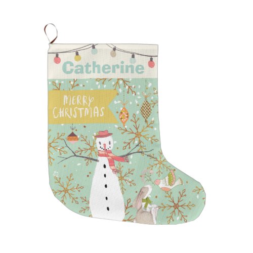 Personalized ANY Name Mint Green Christmas Large Christmas Stocking