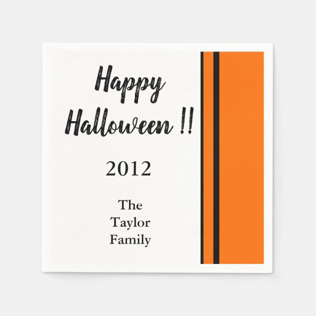Personalized Any Name Trendy Happy Halloween Party Napkins (Front)
