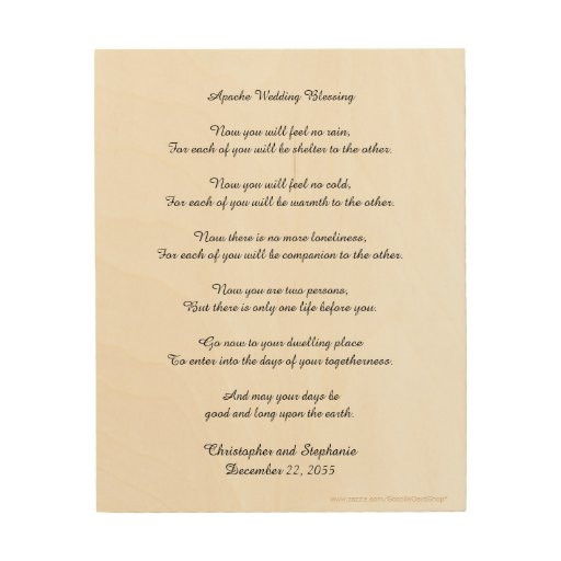 Personalized Apache Wedding Blessing Wood Wall Art | Zazzle