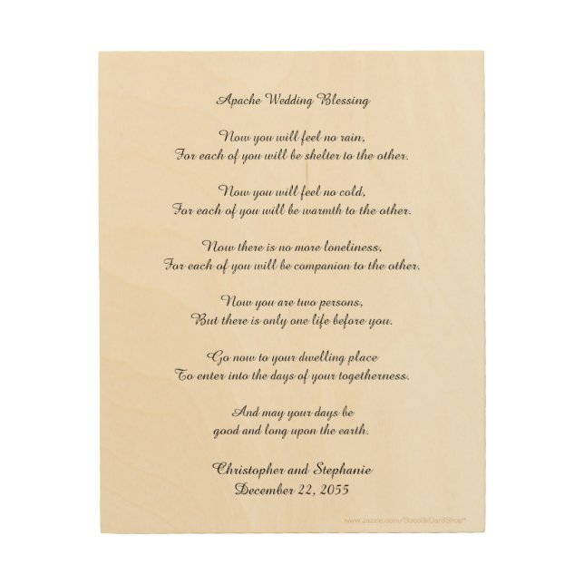 Personalized Apache Wedding Blessing Wood Wall Art (Front)