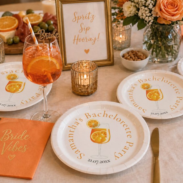 Personalized Aperol Spritz Bachelorette Party  Paper Plates (Creator Uploaded)