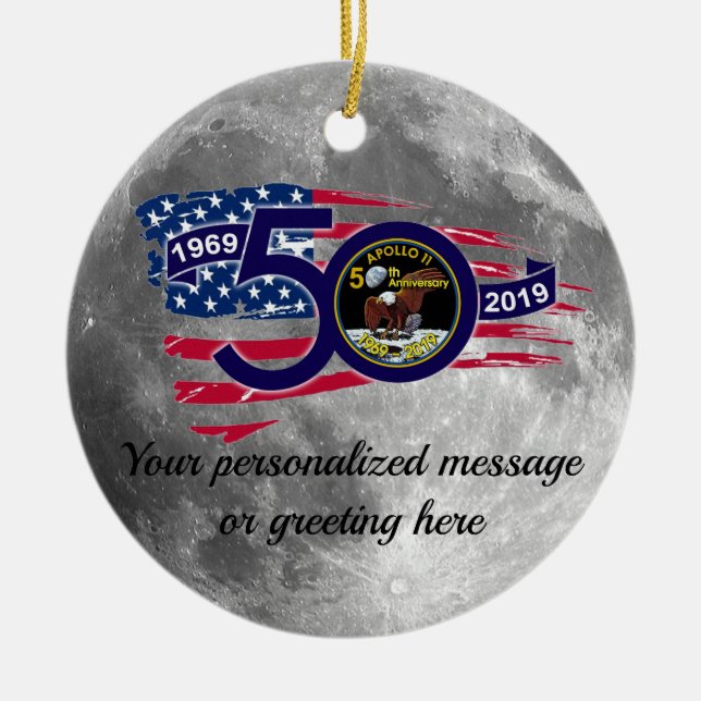 Personalized Apollo 11 50th Anniversary Ceramic Ornament (Front)