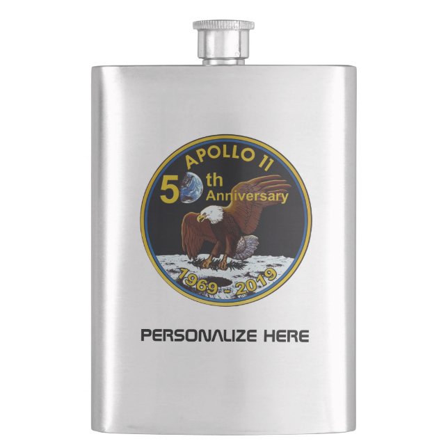 Personalized Apollo 11 50th Anniversary Hip Flask (Front)