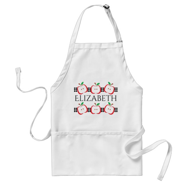 Personalized Apple Border Adult Apron (Front)