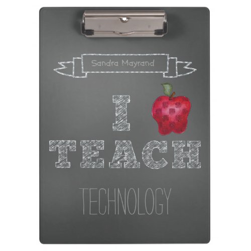 Personalized Apple Chalkboard I Teach Clipboard