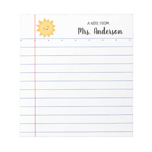 Personalized Apple  Cute Sun Notepad