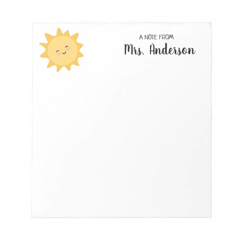 Personalized Apple  Cute Sun Notepad