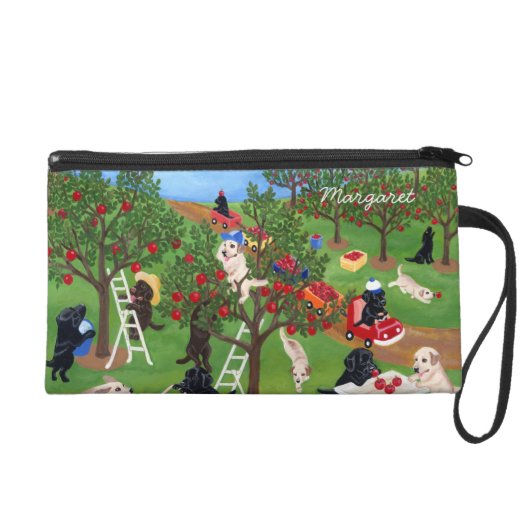 Personalized Apple Farm Labradors Wristlet Purse (Front)